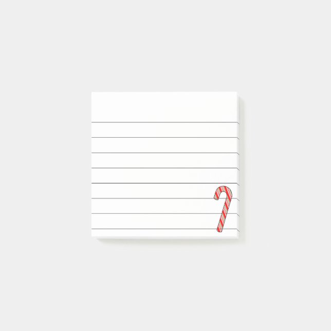 Candy Cane Jul Rit Linjerad 3x3 Post-it Block (Framsida)
