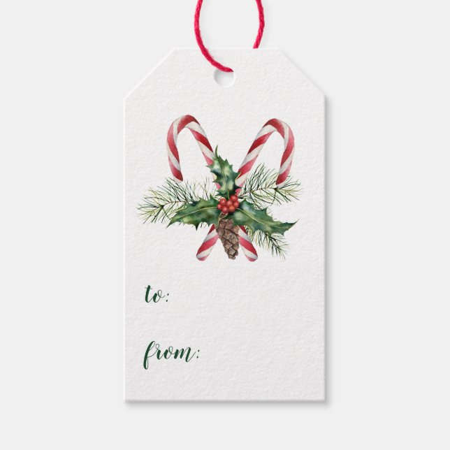 Candy Cane Jul Till Från Presentetikett (Framsidan)