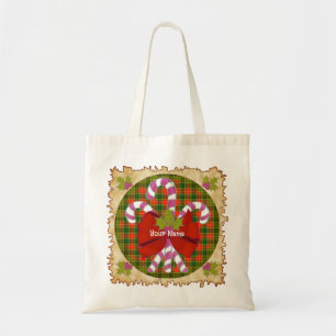 Candy cane jul tote bags tygkasse