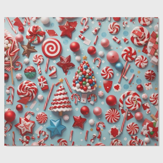 Candy Cane Jul Värld Presentpapper (Platt)