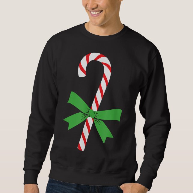 Candy cane-julen Julafton Helgdag Lång Ärmad Tröja (Framsida)
