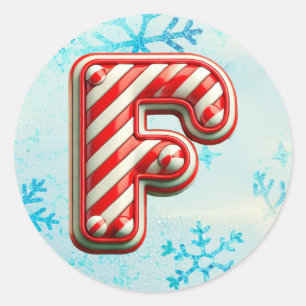 Candy cane-julens "F"-symbol, Festive Rand Runt Klistermärke