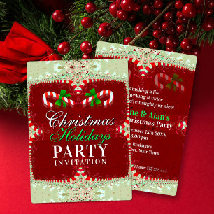 Candy Cane Julfirande Party Inbjudningar