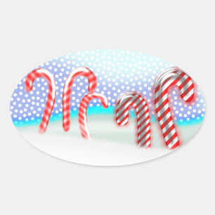 Candy cane-julgranen ovalt klistermärke