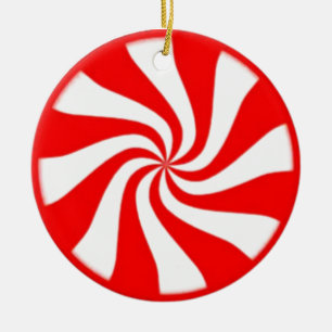 Candy cane julgransprydnad keramik
