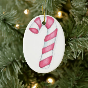 Candy cane julgransprydnad keramik