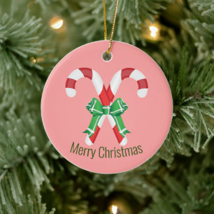 Candy cane julgransprydnad keramik