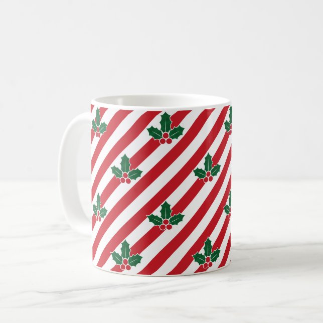 Candy Cane Julkaffe Holly Holiday Present Kaffemugg (Framsida vänster)