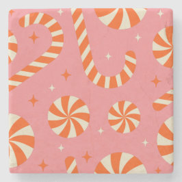 Candy cane julretro mönster stenunderlägg