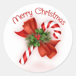 Candy cane julstickers runt klistermärke