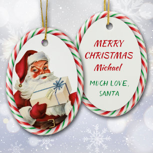 Candy cane Jultomten Personal Julgransprydnad Keramik