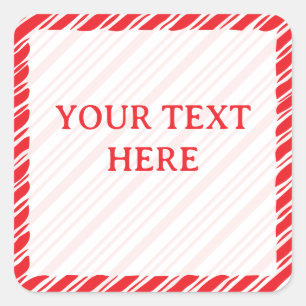 Candy Cane-kant juldekoration redigerbar text Fyrkantigt Klistermärke