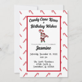 Candy cane Kisses och Birthday Önskemål Inbjudningar