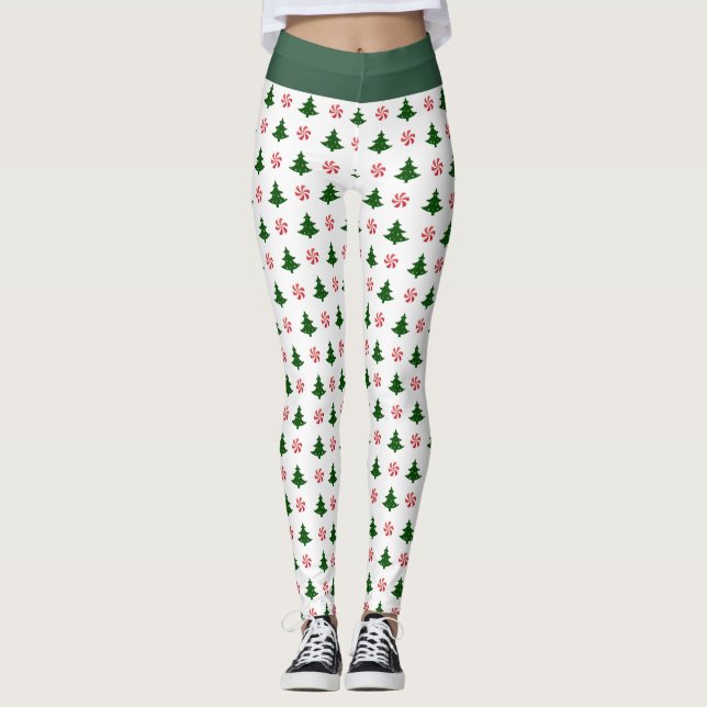 Candy cane Kisses och Julgranar Leggings (Framsida)