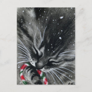 candy cane Kitten Cat vykort