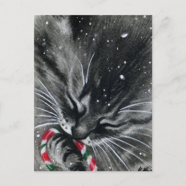 candy cane Kitten Cat vykort (Framsida)