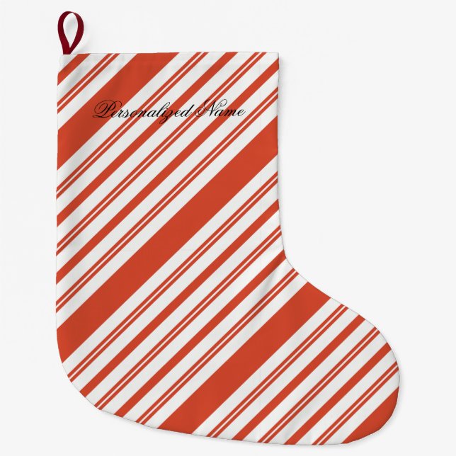 Candy Cane Kör-Stripe-Diagonal Stor Julstrumpa (Framsidan)