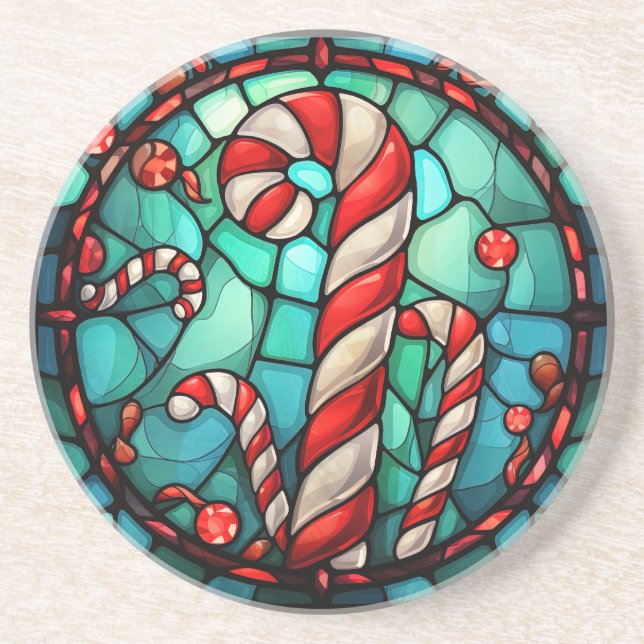 Candy cane-lagat glas underlägg (Framsidan)