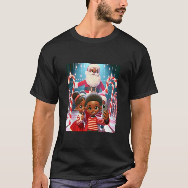 Candy cane Lane African American Syskon Helgdag T Shirt (Framsida)