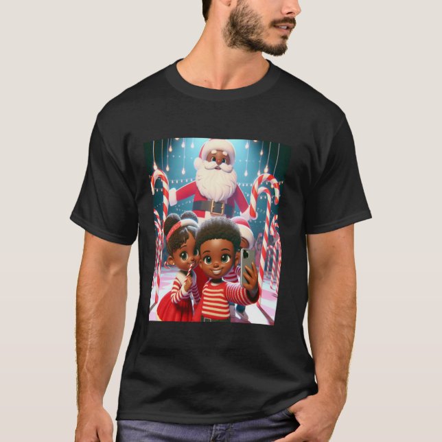Candy cane Lane African American Syskon Helgdag T Shirt (Framsida)