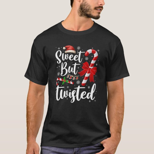 Candy Cane Lovers Christmas Sweet But Twisted Xmas T Shirt (Framsida)