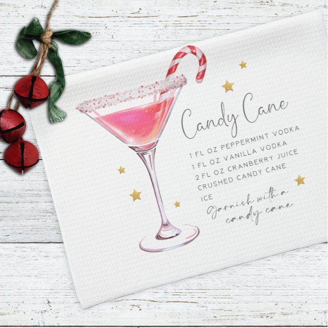 Candy cane Martini Drink Helgdag julrecept Kökshandduk (Skapare uppladdad)