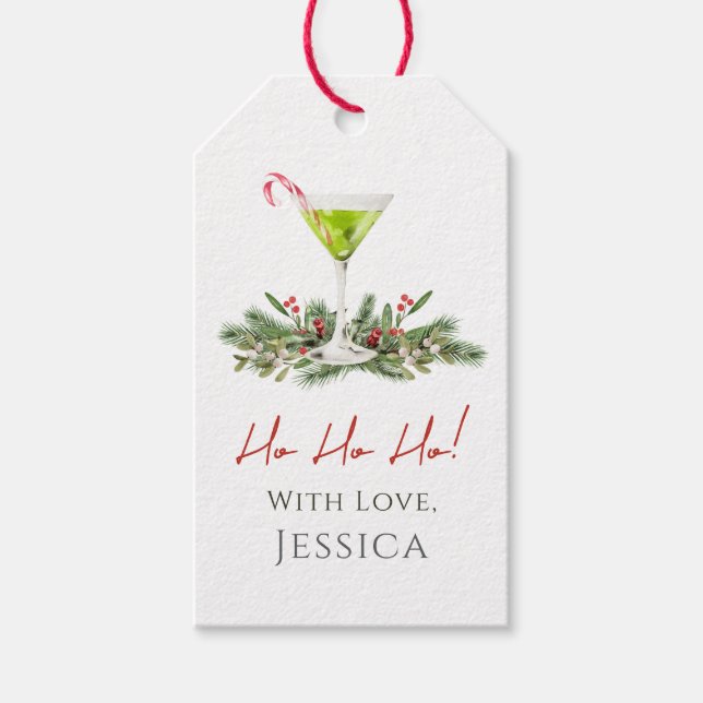 Candy Cane Martini och Misteltoe Holiday Presentko Presentetikett (Framsidan)