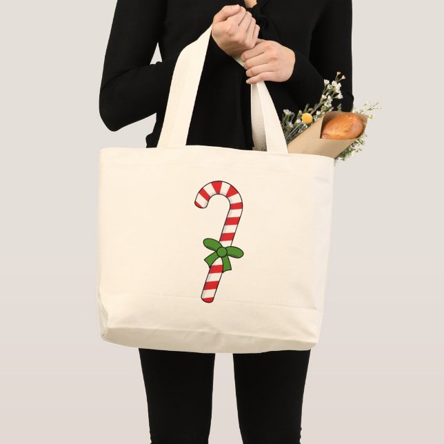Candy cane med Grönt Ribbon Jumbo Tygkasse (Framsida (produkt))