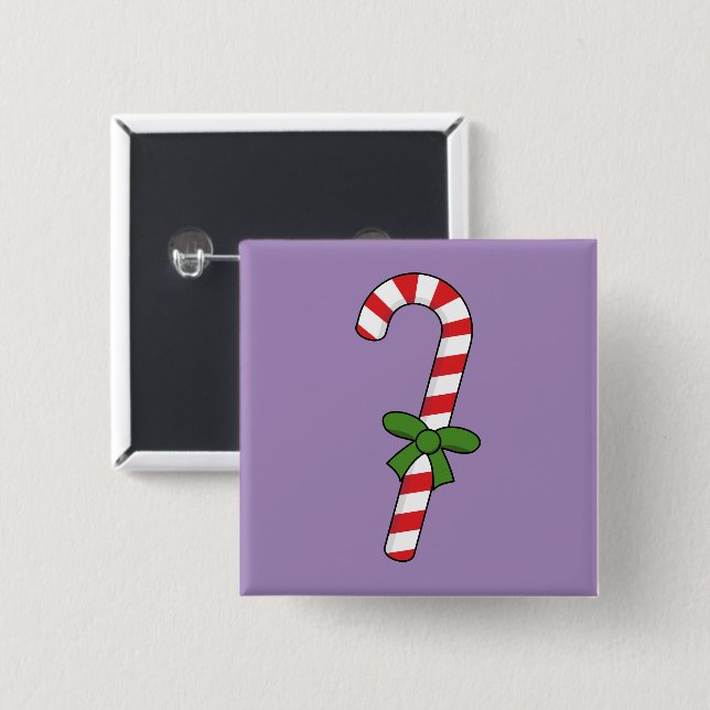Candy cane med Grönt Ribbon Knapp (Framsida & baksida)
