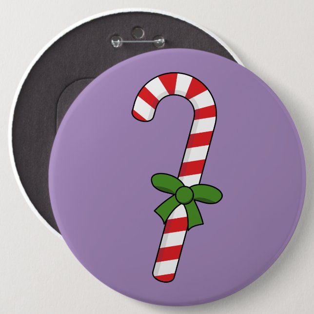 Candy cane med Grönt Ribbon Knapp (Framsida & baksida)