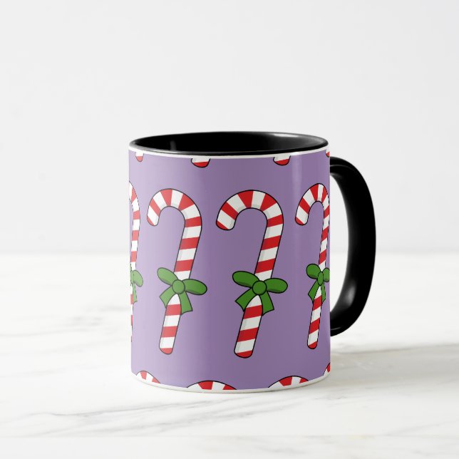 Candy cane med Grönt Ribbon Mugg (Framsida höger)
