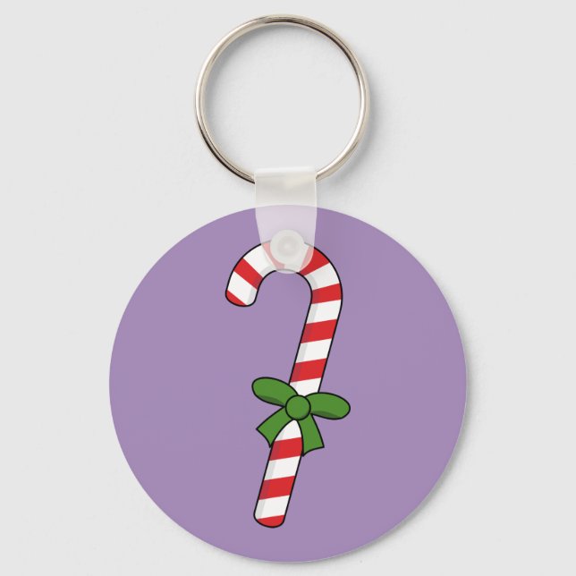Candy cane med Grönt Ribbon Nyckelring (Framsida)