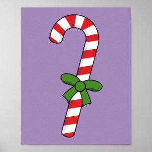 Candy cane med Grönt Ribbon Poster