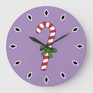 Candy cane med Grönt Ribbon Stor Klocka