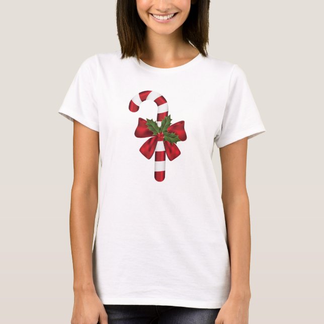 Candy cane med häll och julklapp t shirt (Framsida)