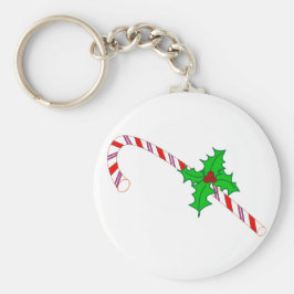 Candy cane med Holly-design i nyckelkedjan Nyckelring