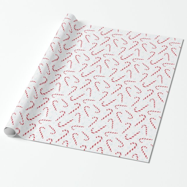 Candy cane med snöflingor som slår in papper presentpapper (Utrullad)