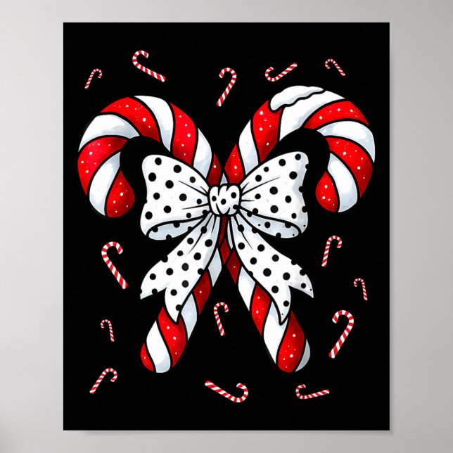 Candy Cane Merry And Bright Red And White Candy Co Poster (Framsidan)