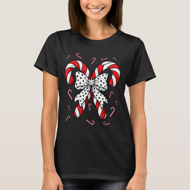 Candy Cane Merry And Bright Red And White Candy Co T Shirt (Framsida)