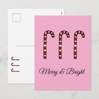 Candy Cane Merry & Bright Helg Vykort