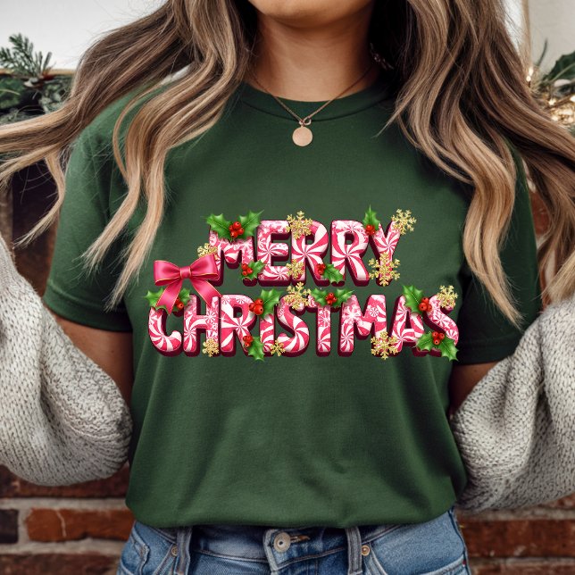 Candy Cane Merry Christmas T-Shirt | Sweet T-Shirt (Skapare uppladdad)