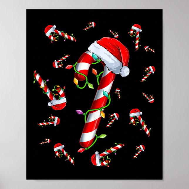 Candy cane Merry och Bright Red and White Candy Ch Poster (Framsidan)