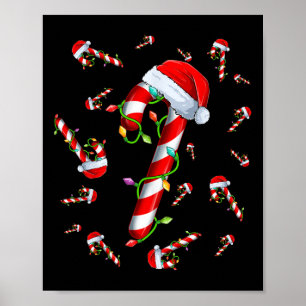 Candy cane Merry och Bright Red and White Candy Ch Poster