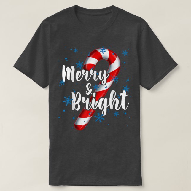 Candy cane Merry och Bright Red and White Candy Sn T Shirt (Design framsida)