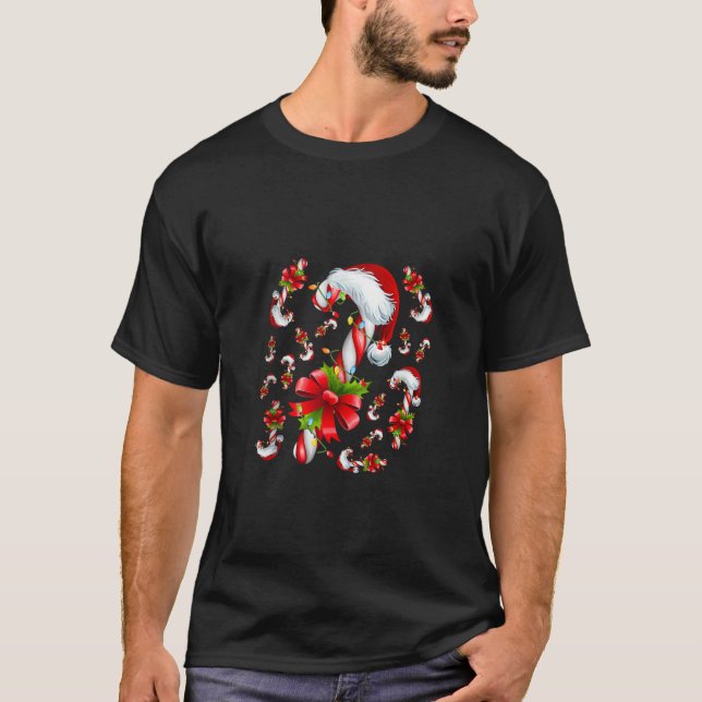 Candy cane Merry och Bright Red and White Funny Ch T Shirt (Framsida)