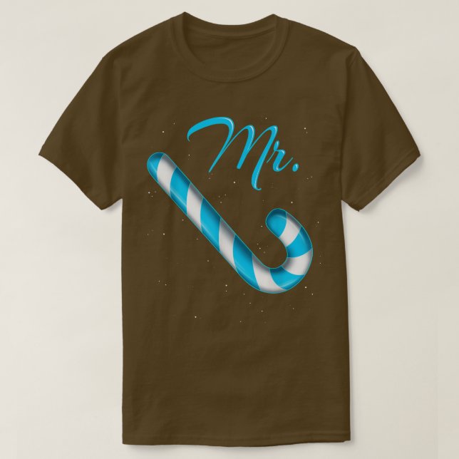 Candy cane Merry och Bright Rosa och Blue M T Shirt (Design framsida)