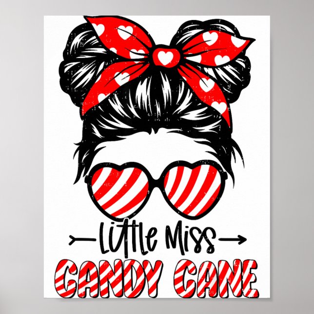 Candy Cane Messy Bun Girl Christmas Xmas Holiday G Poster (Framsidan)