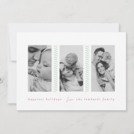 Candy cane Mint Three Photo Helgdag Card Meddelande