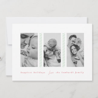 Candy cane Mint Three Photo Helgdag Card Meddelande