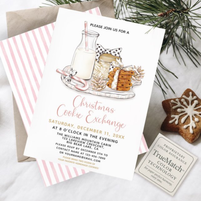 Candy cane Mjölk & Cookies Julbörsen Party Inbjudningar (Skapare uppladdad)